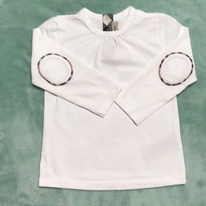 Burberry girls white tee with elbow patch 18M